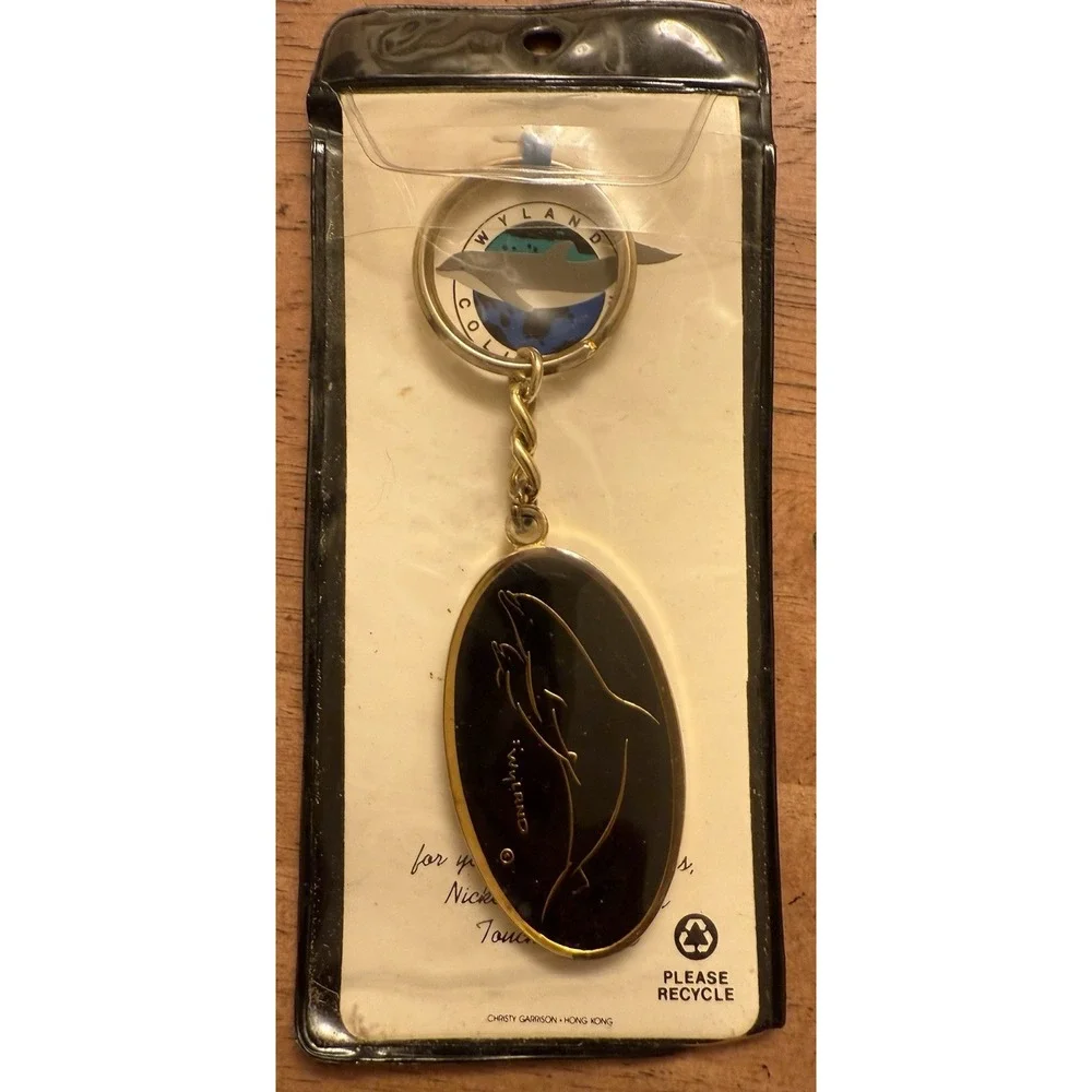 Wyland Art Collection Keychain, Dolphins Swimming Keyring Souvenir Keytag Gift